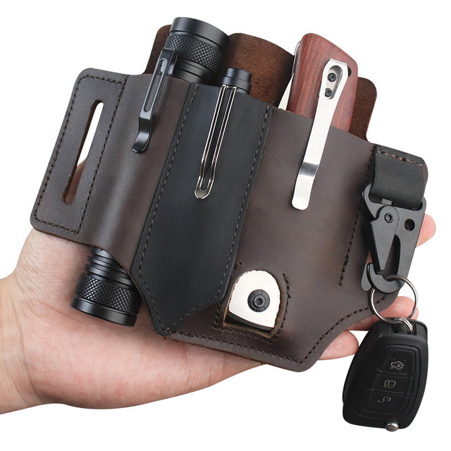 가죽 EDC 도구 파우치 야외 전술 손전등 홀더 허리  - Edc Carry Items 리뷰 및 가격