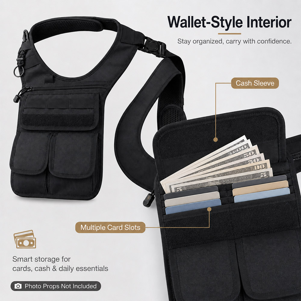 전술용 숨김형 겨드랑이 도구 가방 MOLLE 멀티포켓  - Edc Concealed Carry Sling Bag 리뷰 및 가격